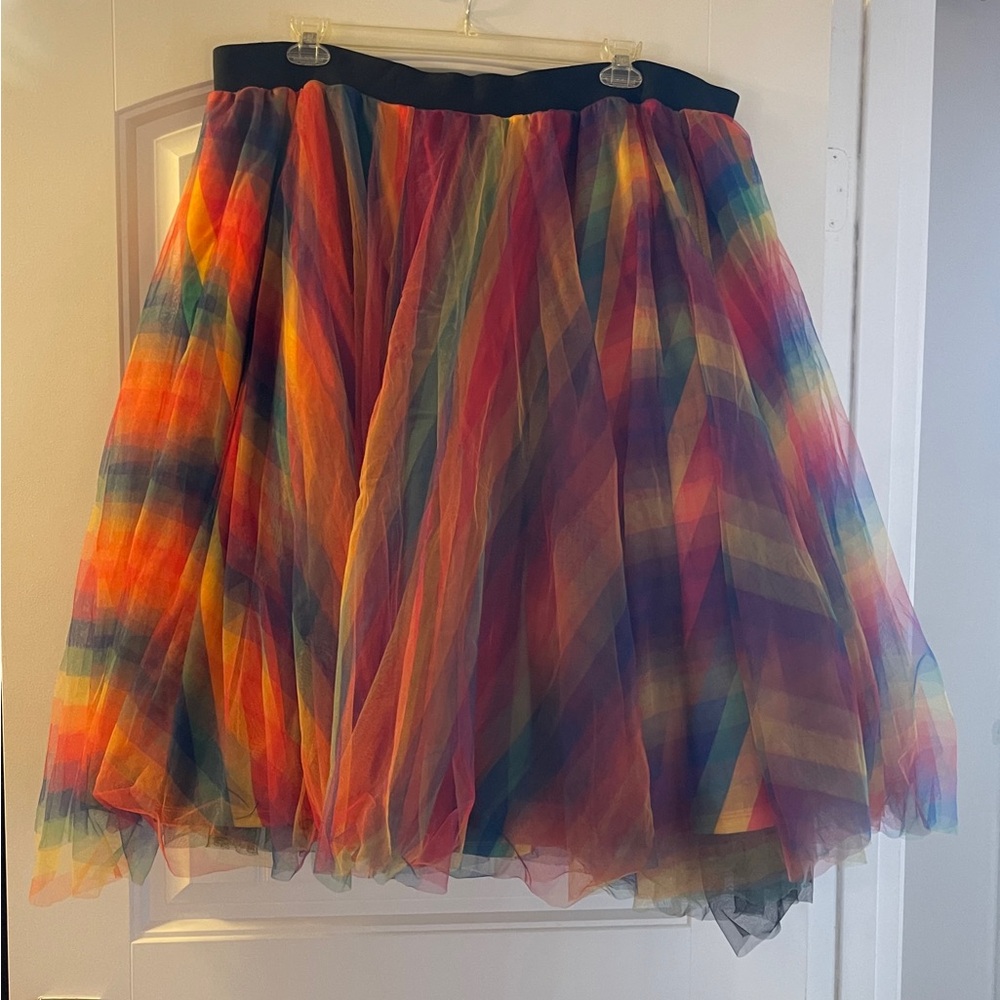 Torrid Rainbow Tulle A-Line Skirt with Black Waistband - Picture 2 of 2